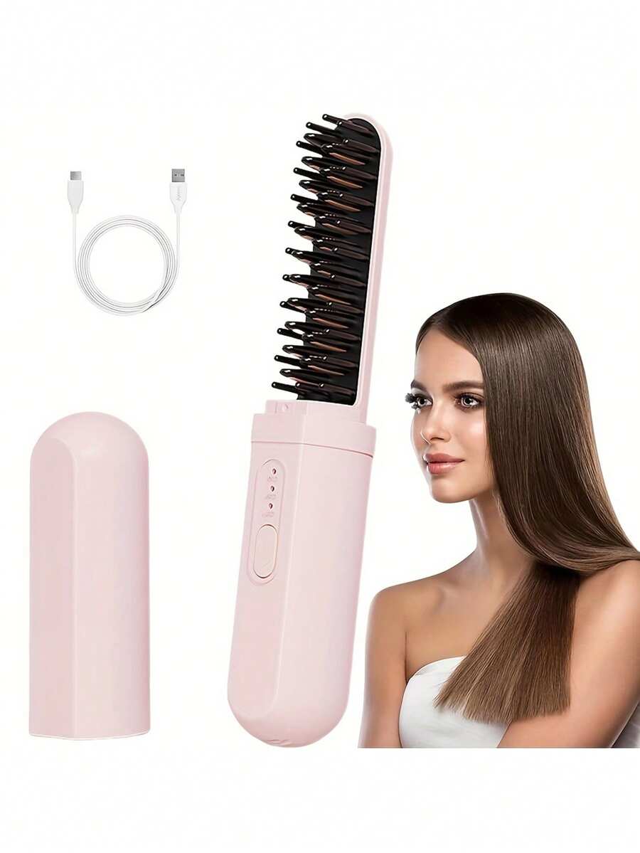 Xilrvon Cordless Heated Curling Brush - Pink